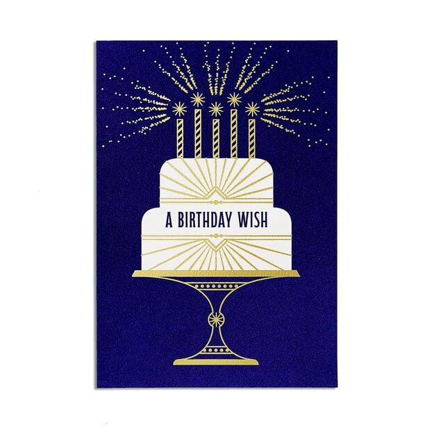 Elegant Cake on Navy Birthday Card