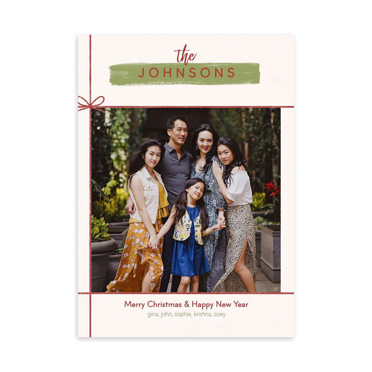 Chic Red Bow Holiday Photo Card image number 0