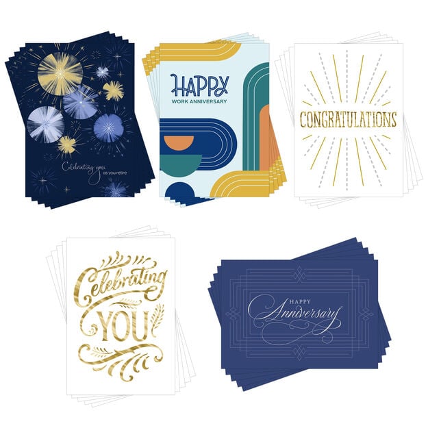 Anniversary, Retirement, Congrats Assorted Greeting Cards 25 Pack