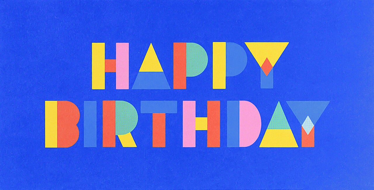 Color Block Letters Birthday Card