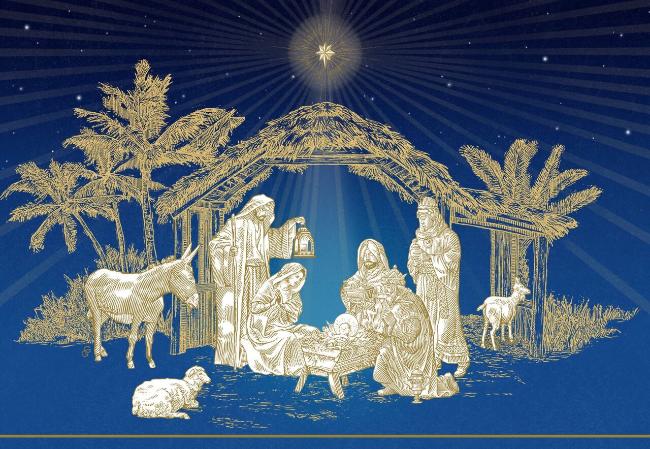 Golden Nativity Religious Christmas Card  Hallmark Business
