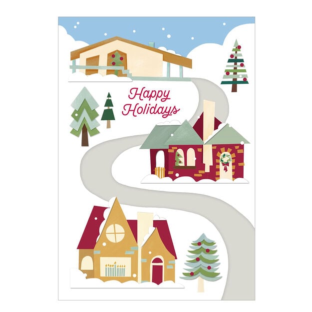 Snowy Scene with Homes Holiday Card