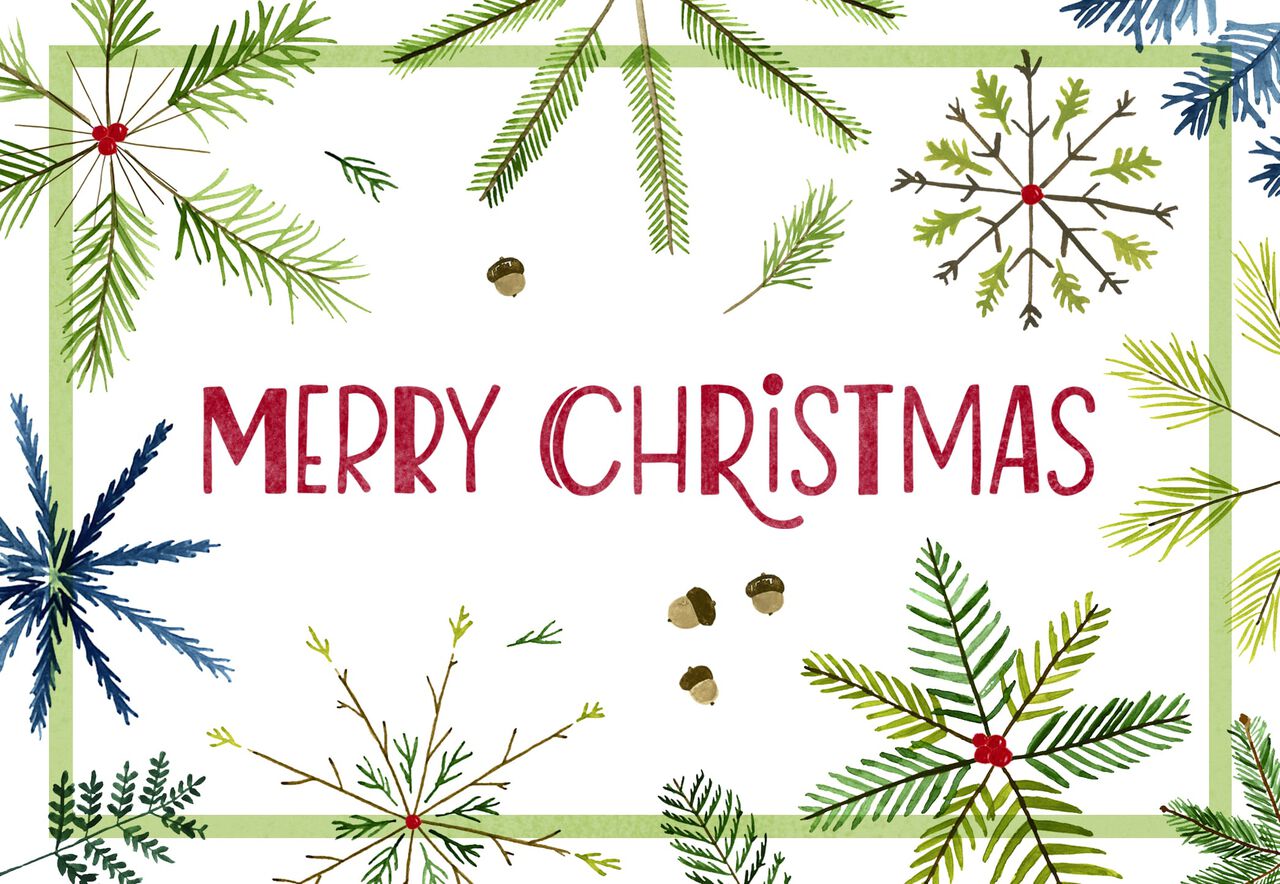 Pine Snowflakes Christmas Card