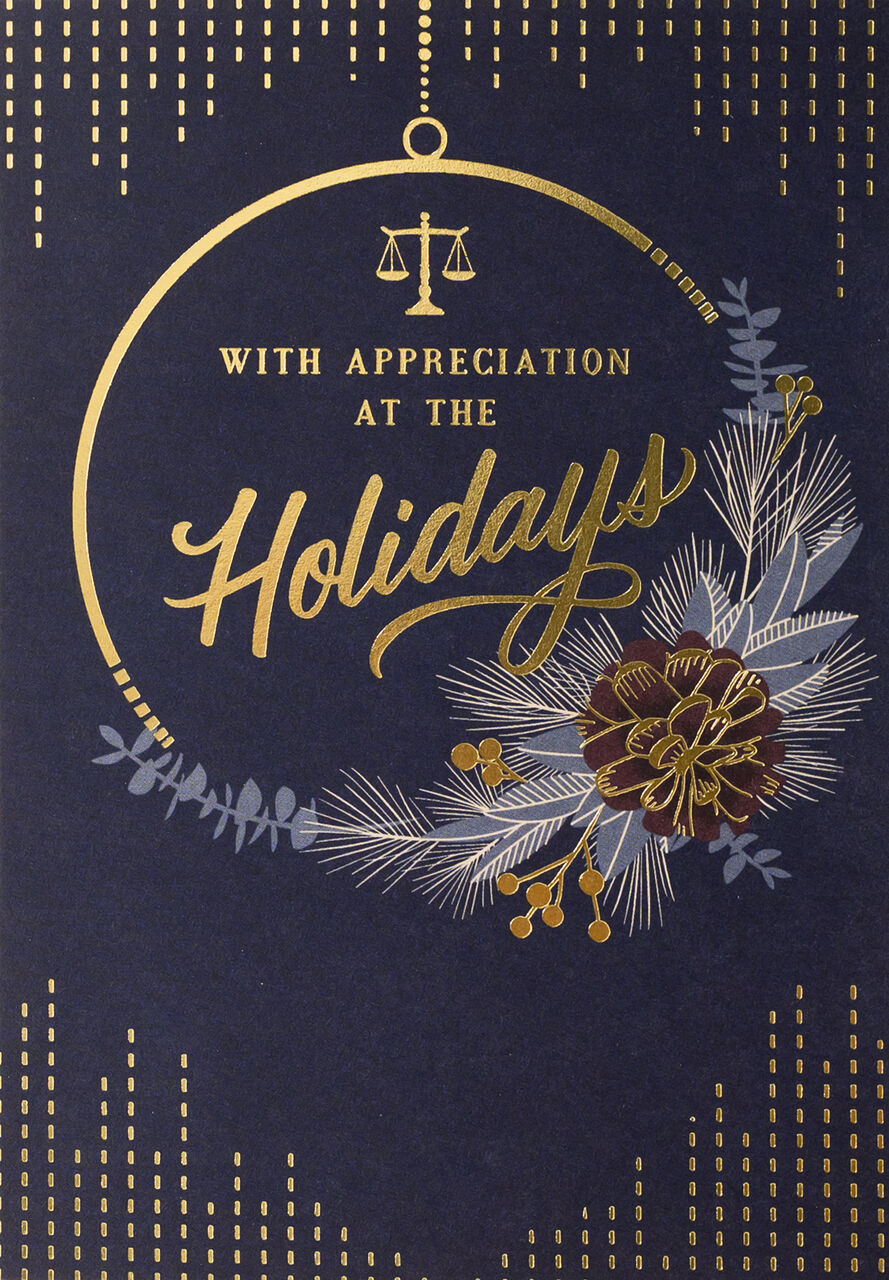 With Appreciation Scales of Justice Holiday Card
