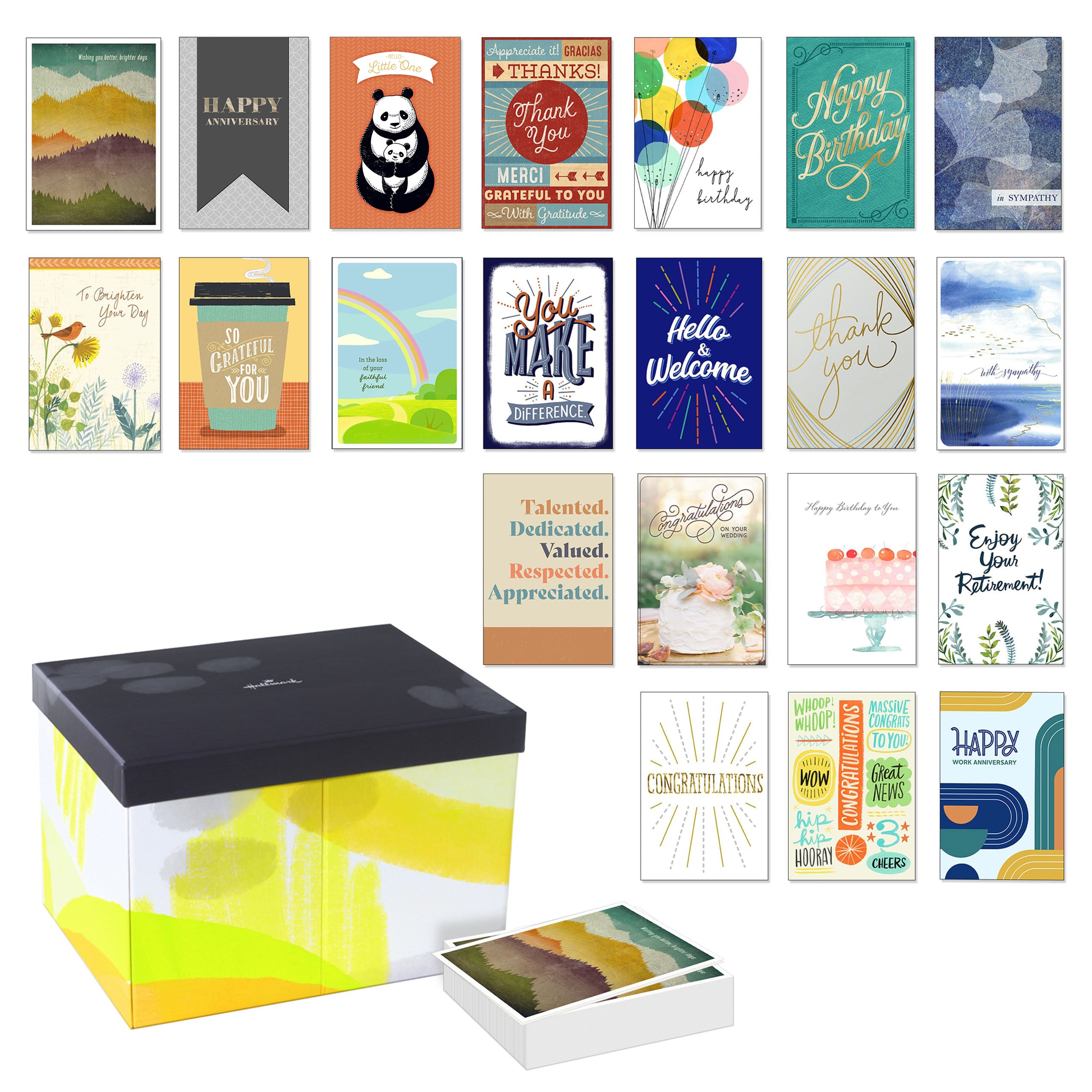 Yellow & Charcoal Card Organizer Box & 50 Card Bundle image number 0